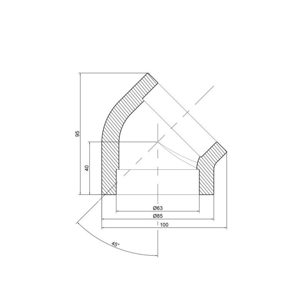 Кутник PPR Thermo Alliance 63, 45° DSE106