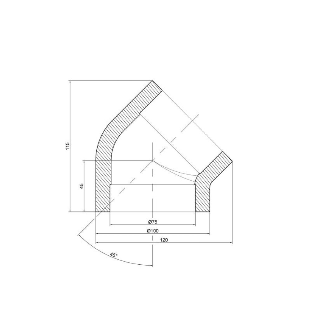 Кутник PPR Thermo Alliance 75, 45° DSE107