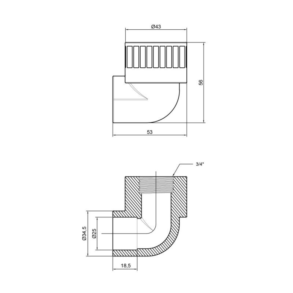 Кутник PPR Thermo Alliance 25х3/4" ВР DSE2035