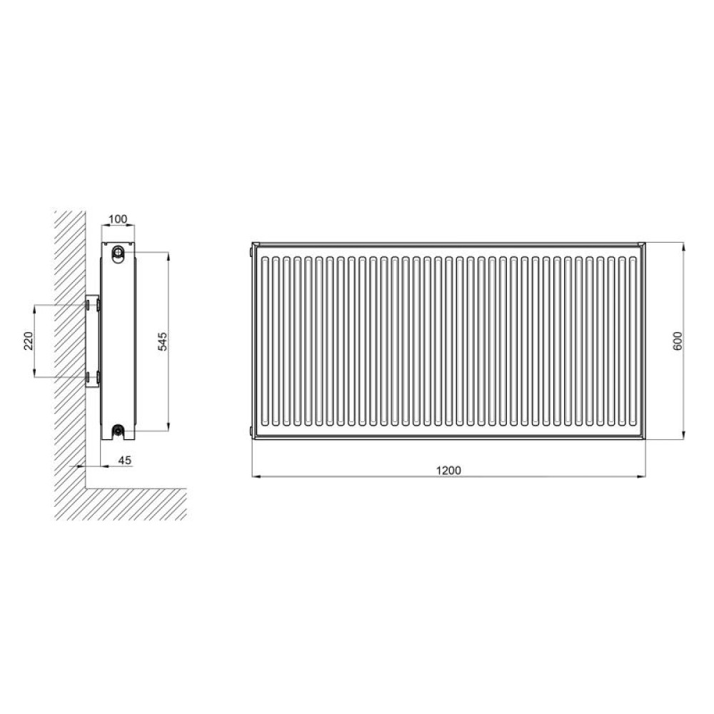 Радиатор стальной Thermo Alliance TA226001200K22 тип 600x1200 мм боковое подключение