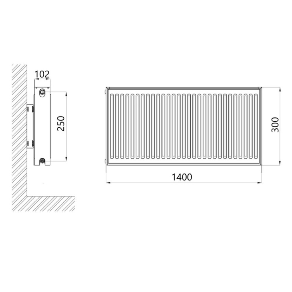 Радиатор стальной Thermo Alliance IMAS 22 тип 300x1400 мм нижнее подключение (TAI223001400V)