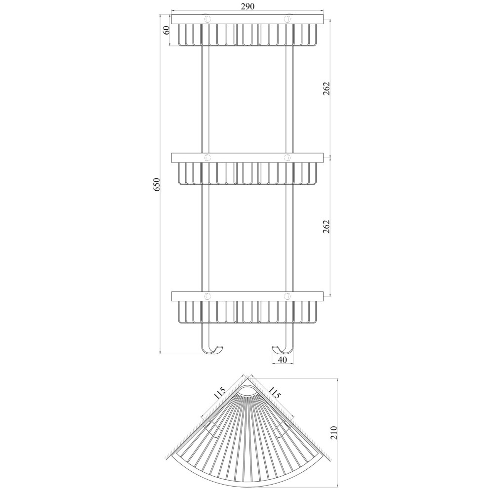 Поличка кутова потрійна TOPAZ 4115-3