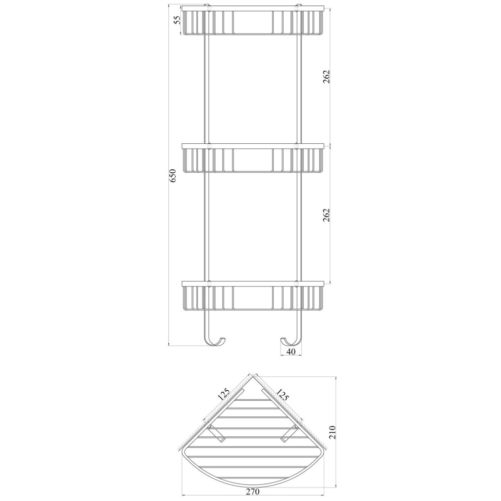Поличка кутова потрійна TOPAZ 4134