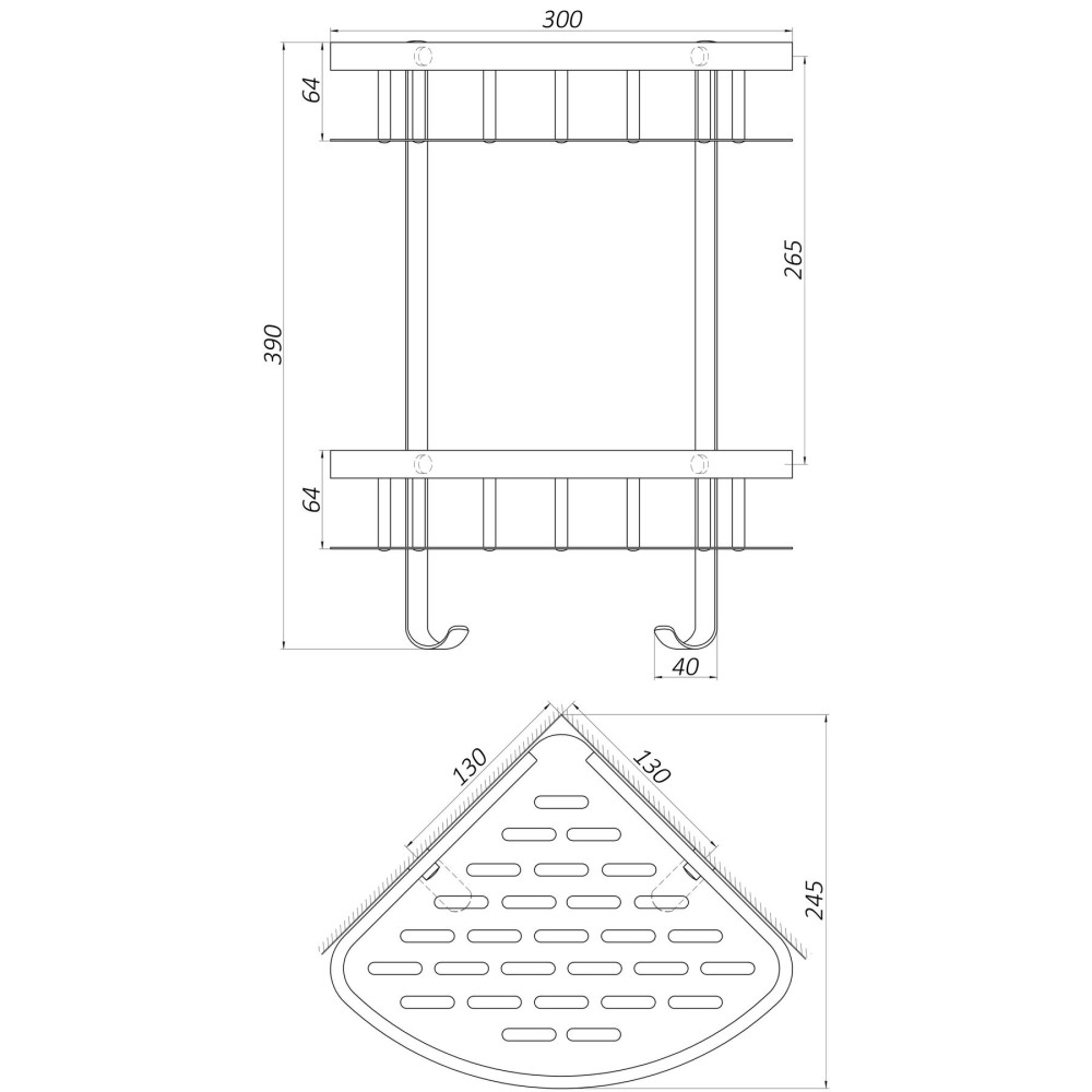 Поличка кутова подвійна TOPAZ TKB-9902-BL