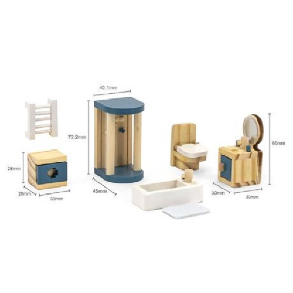 Дерев'яні меблі для ляльок Viga Toys PolarB Ванна кімната (44039)