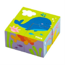 Деревянные кубики-пазл Viga Toys Подводный мир (50161)