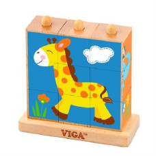 Деревянные кубики-пирамидка Viga Toys Зверята (50834)
