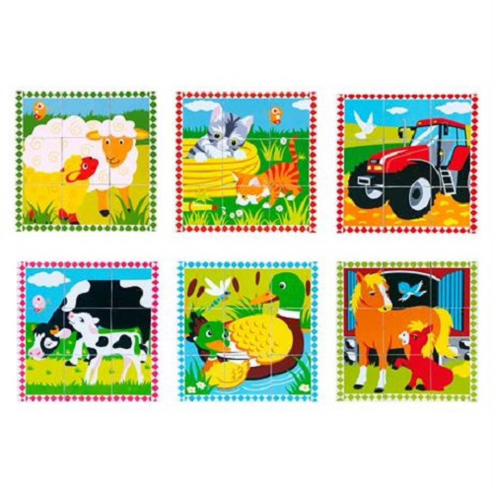 Дерев'яні кубики-пазл Viga Toys Ферма (59789)