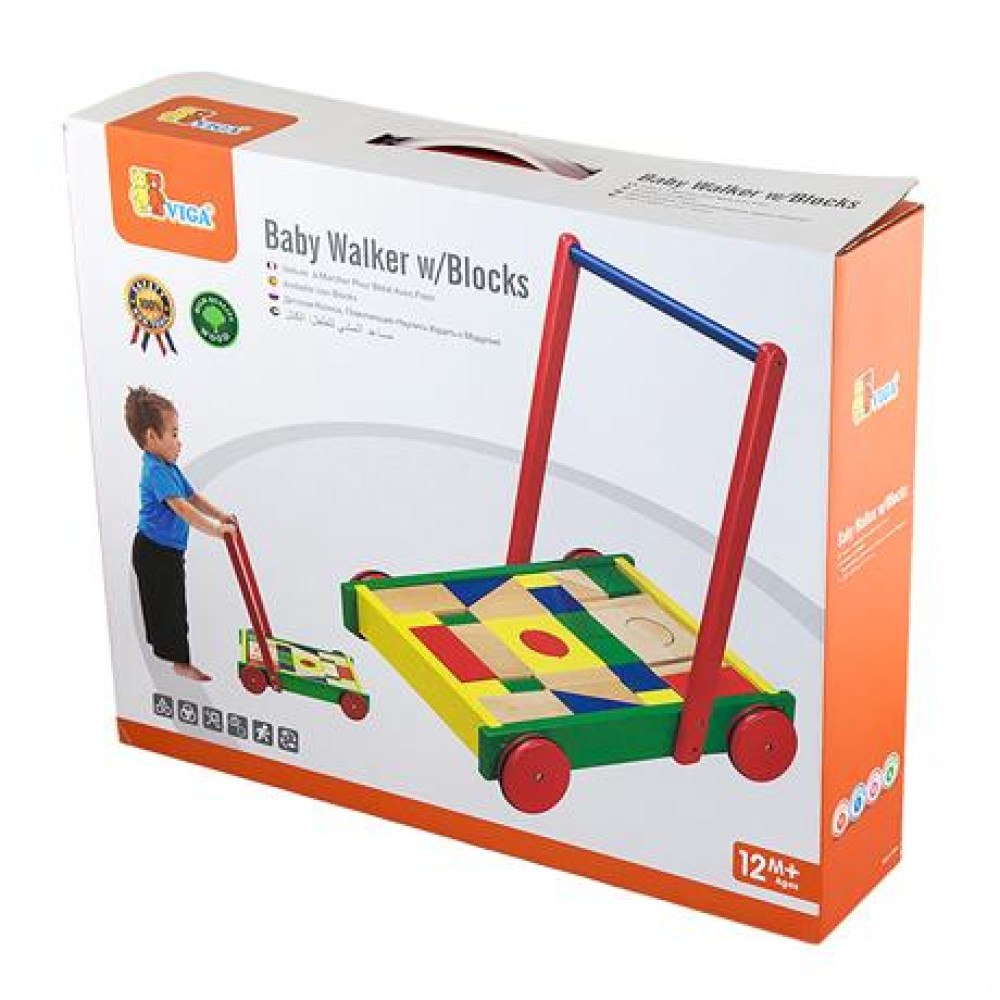 Дитячі ходунки-каталка Viga Toys Візок з кубиками