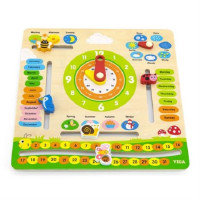Дерев'яний календар Viga Toys з годинником, англійською мовою (44538)