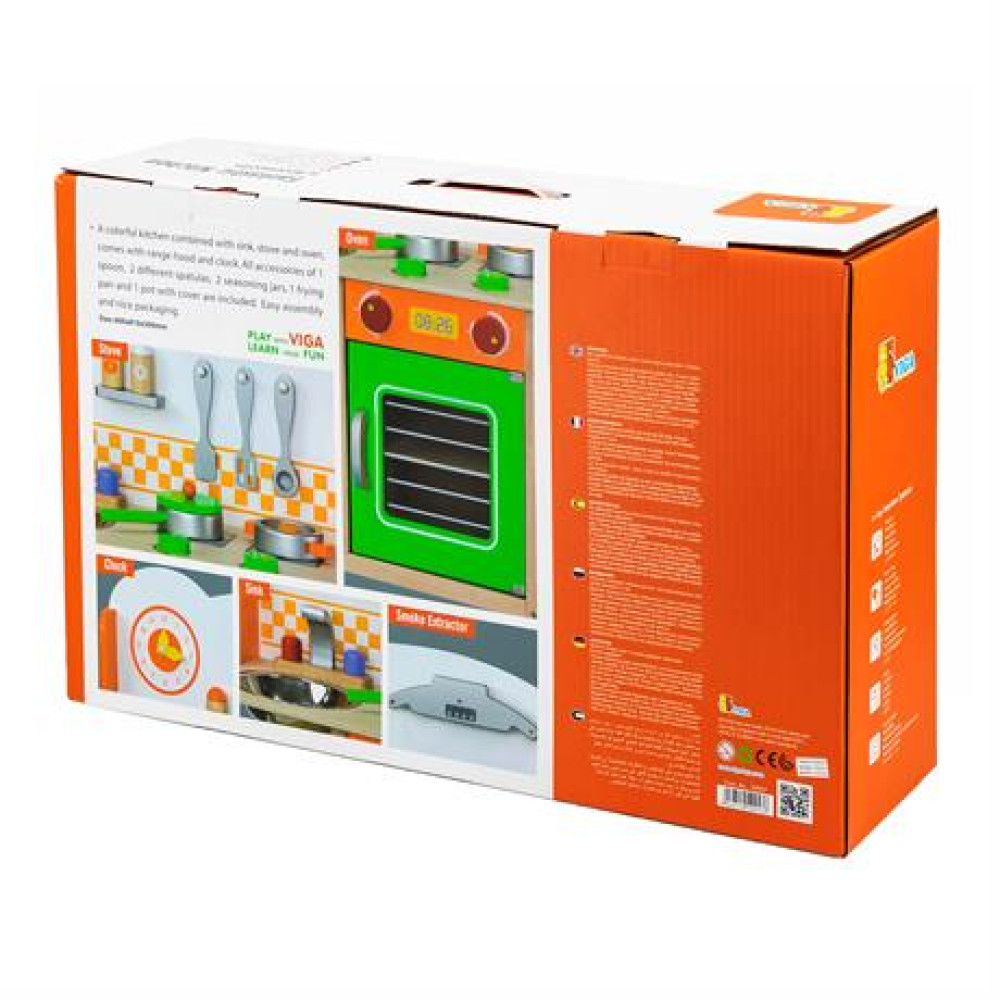 Дитяча кухня Viga Toys з посудом 50957FSC