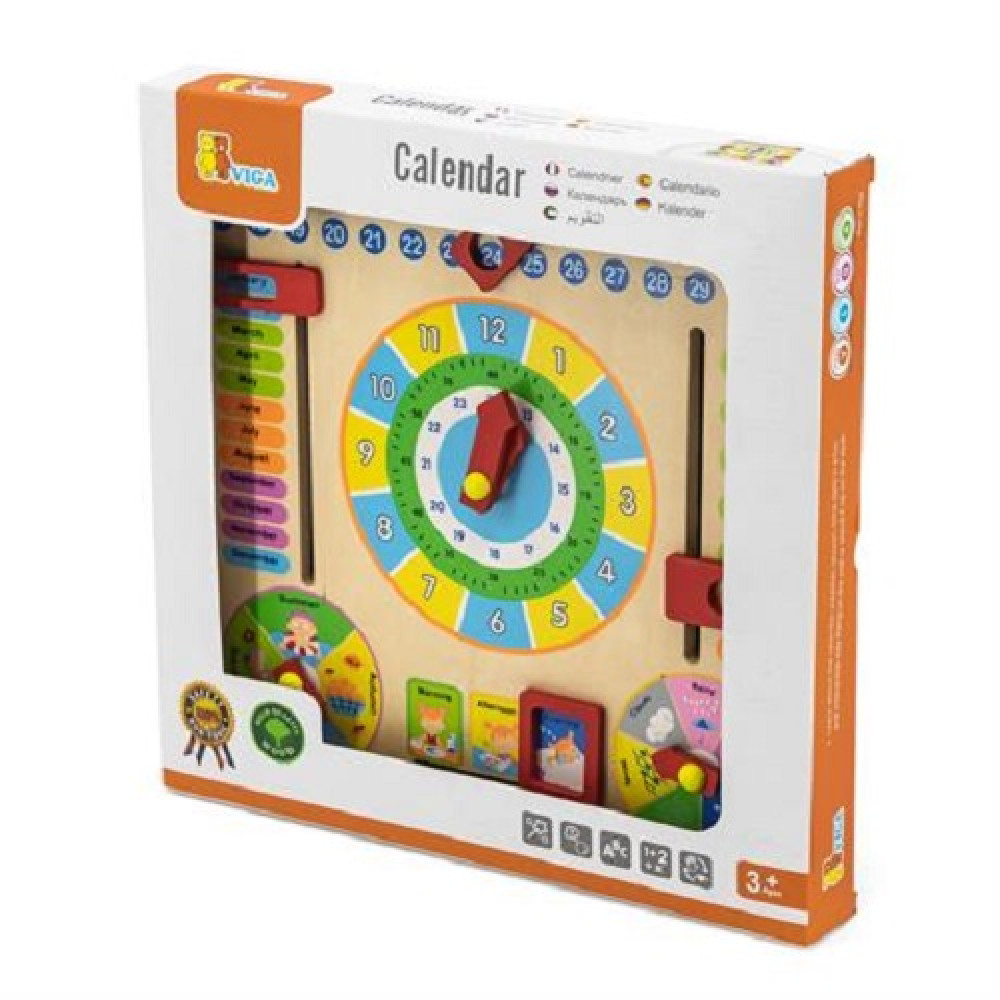 Дерев'яний календар Viga Toys з годинником 59872