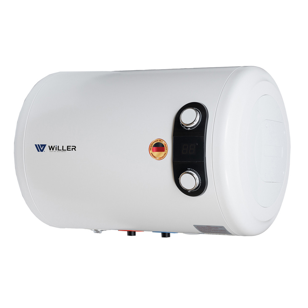 Водонагрівач WILLER Horizon, 2,0 кВт, "мокрий" ТЕН, 50 л, циліндричний, горизонтальний, білий (EH50RI-Horizon)