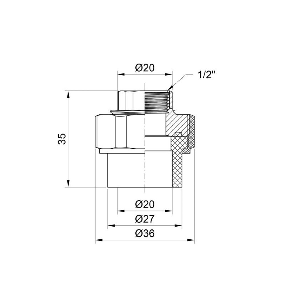 Згін "Американка" PPR Alfa Plast 20х1/2" ВР APFTUX2012X