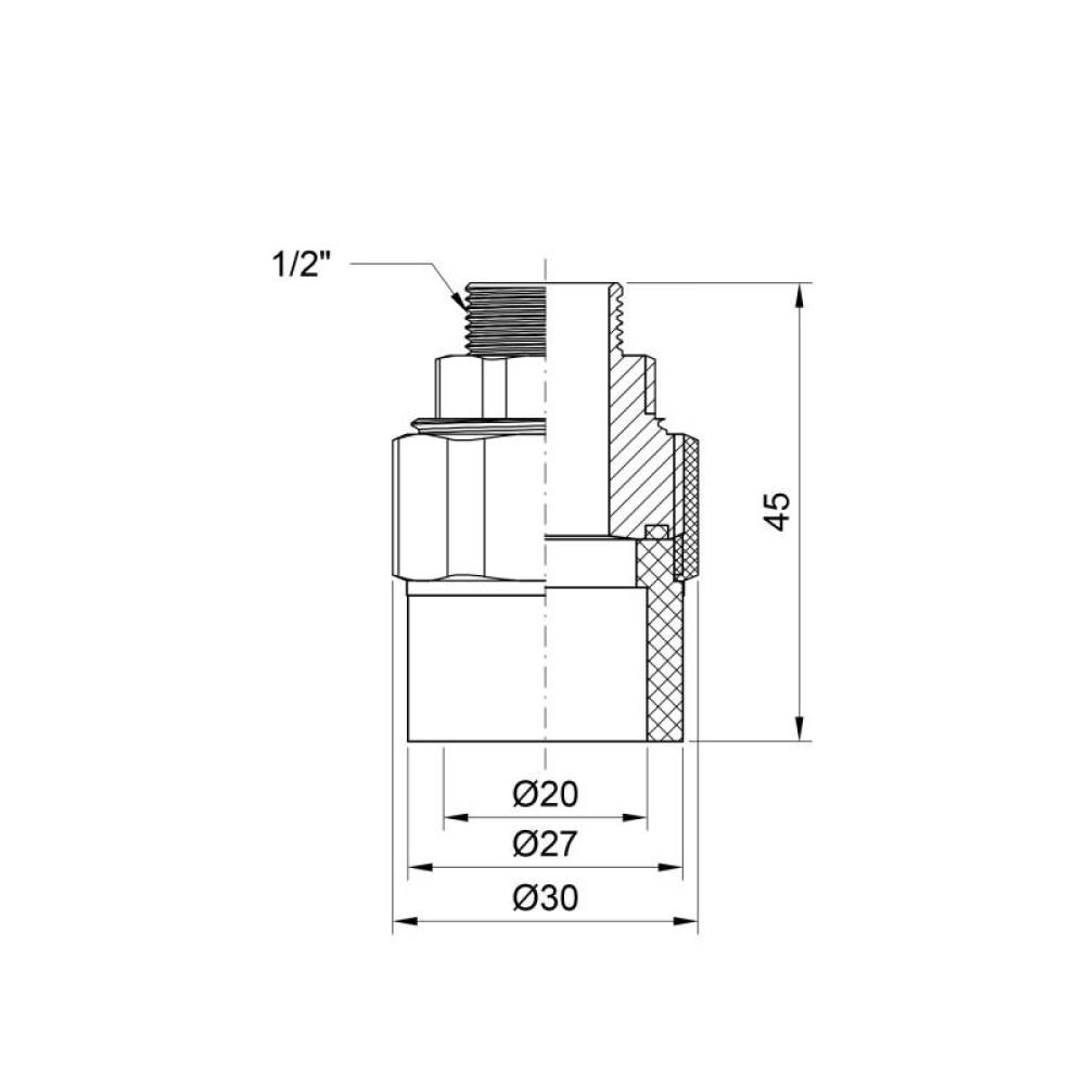 Згін "Американка" PPR Alfa Plast 20х1/2" ЗР APMTUX2012X