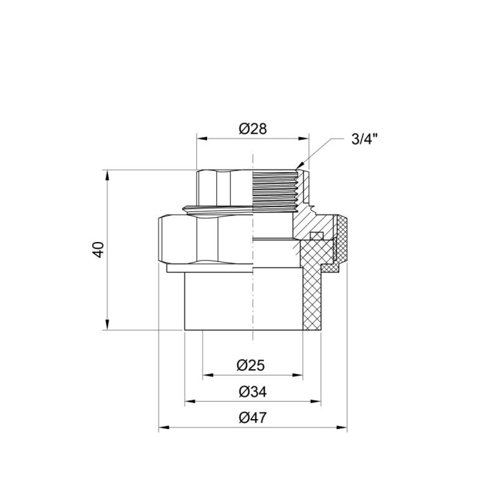 Згін "Американка" PPR Alfa Plast 25х3/4" ВР APFTUX2534X