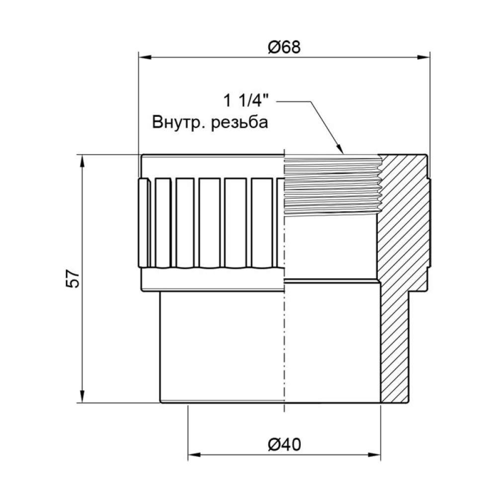 Муфта PPR Alfa Plast 40х1" 1/4 ВР APFTCX40114