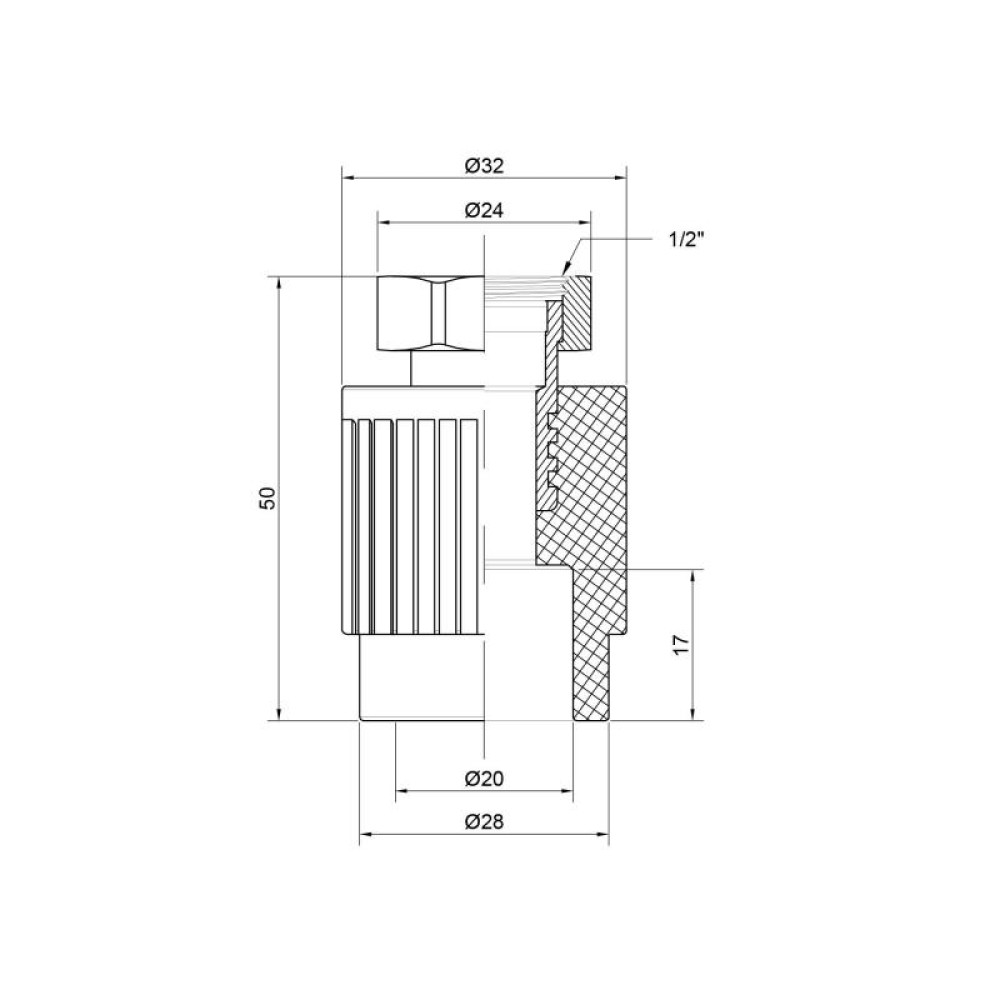 Муфта PPR Alfa Plast з накидною гайкою 20х1/2" ВР APTUWC2012X
