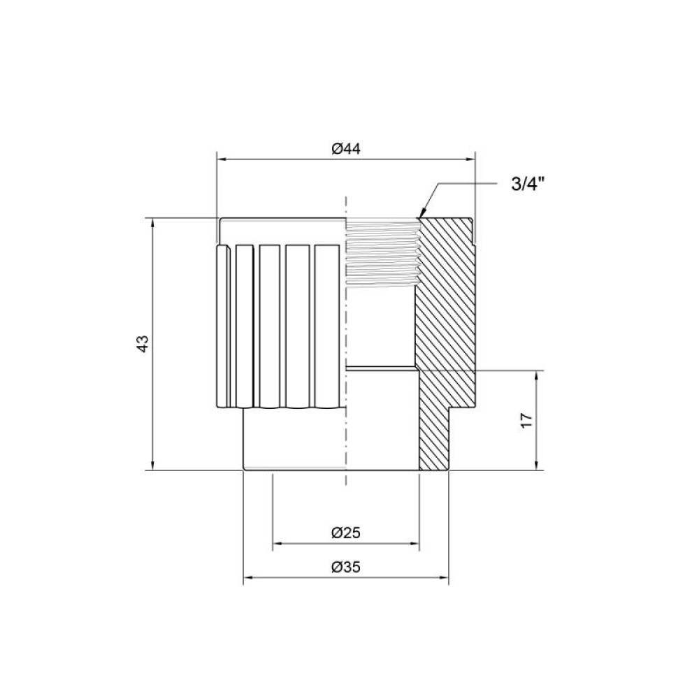 Муфта PPR Alfa Plast 25х3/4" ВР APFTCX2534X