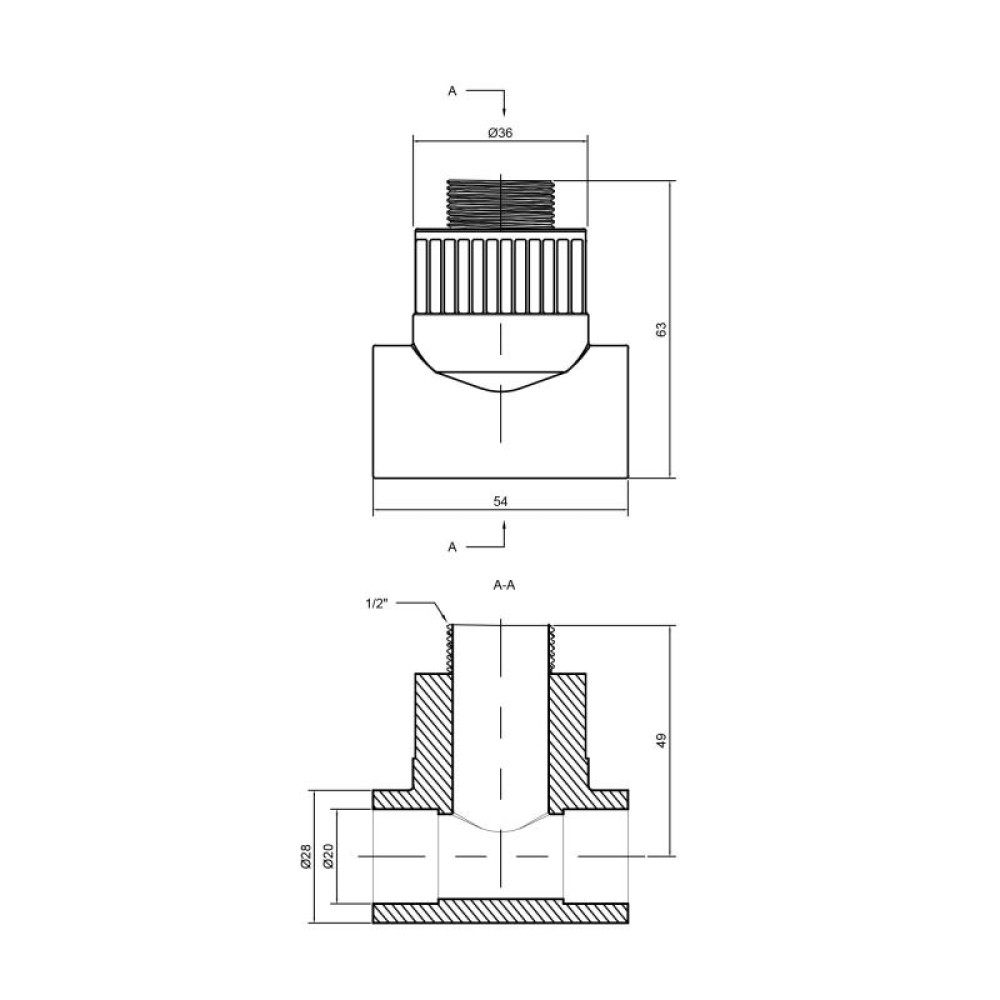 Трійник PPR Alfa Plast 20х1/2" ЗР APMTTE2012X