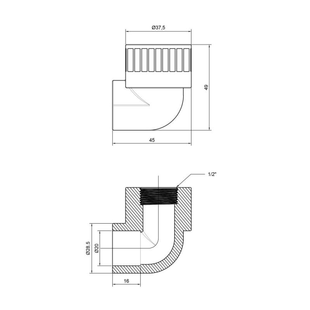 Кутник PPR Alfa Plast 20х1/2" ВР APFTEX2012X