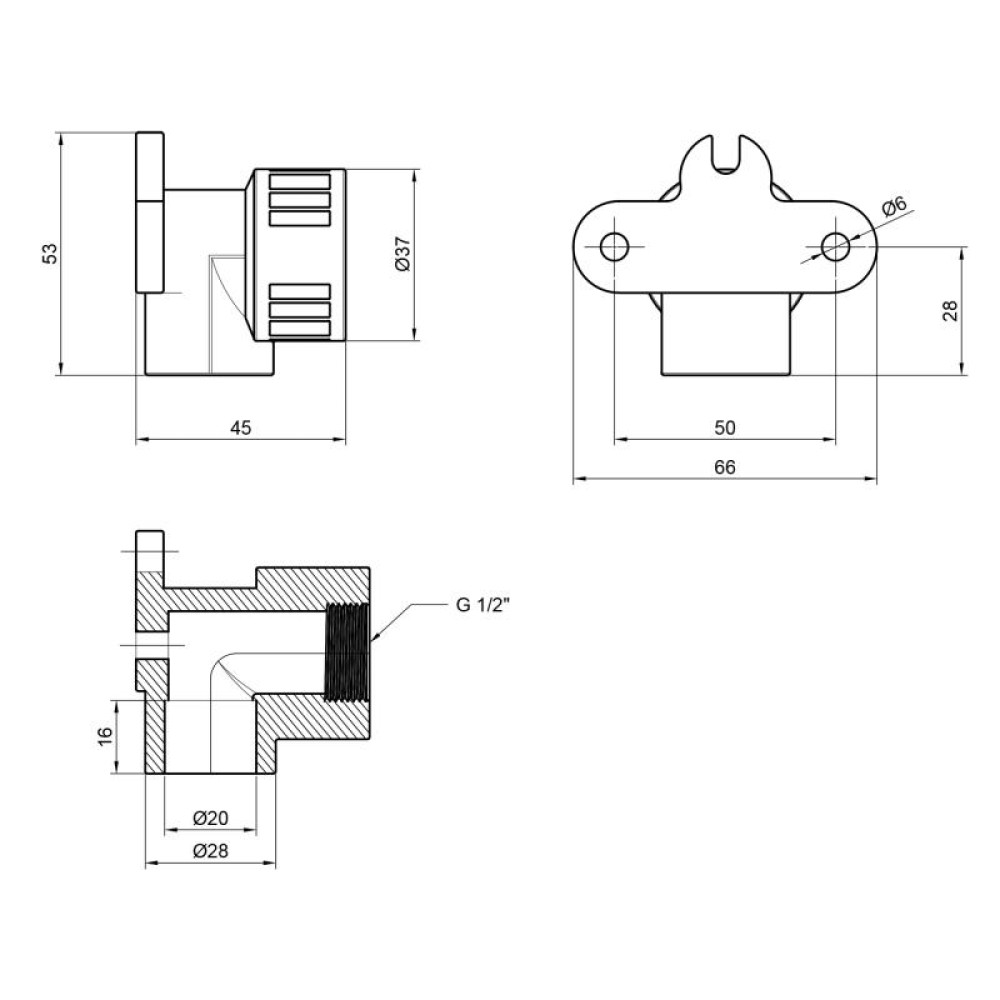Кутник PPR Alfa Plast настінний 20х1/2" ВР APF90W2012X