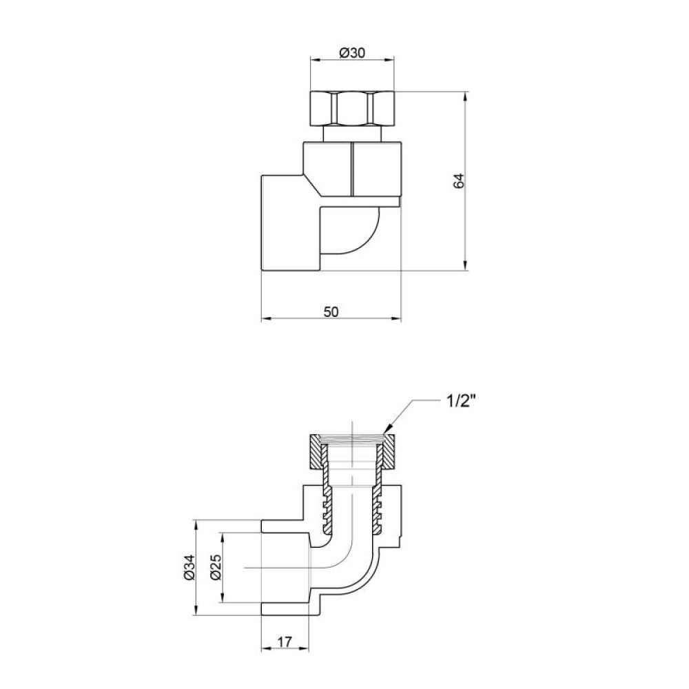 Кутник PPR Alfa Plast з накидною гайкою 25х3/4" APTUWE2034X