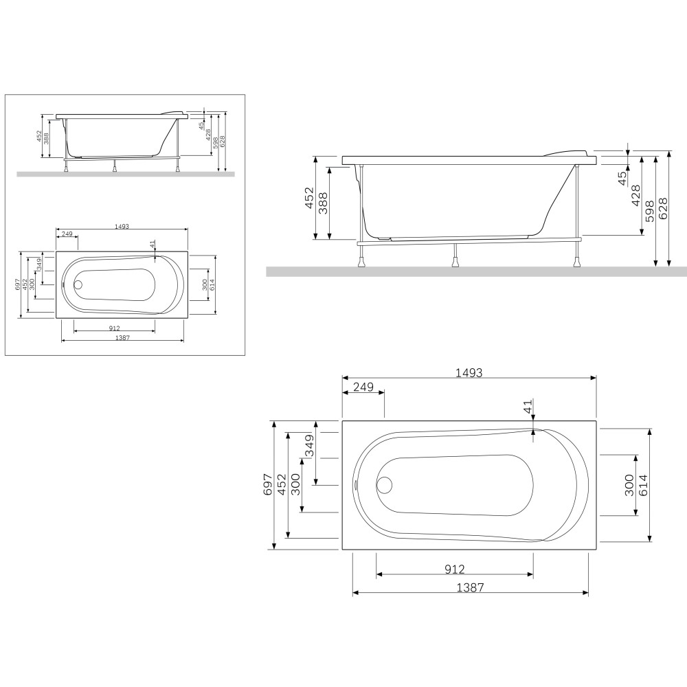 Панель для ванны AM.PM Spirit 150x70 фронтальная (W72A-150-070W-P2)
