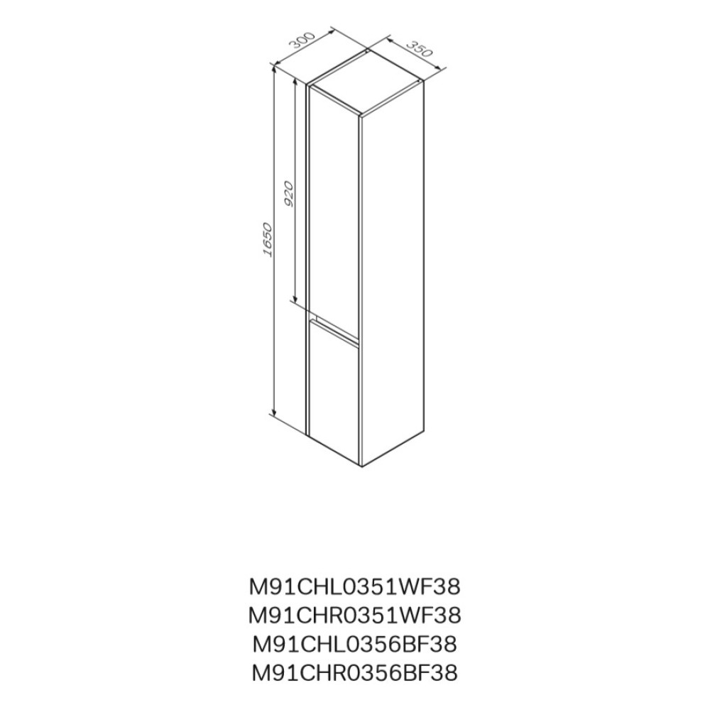 Пенал підвісний AM.PM Gem S 35 см лівобічний M91CHL0356BF38