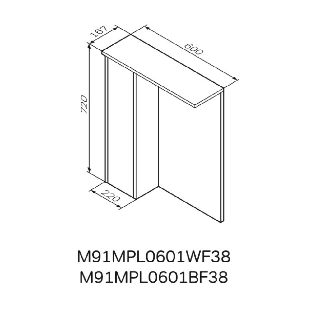 Дзеркало з шафою AM.PM Gem S 60 см M91MPL0601BF38