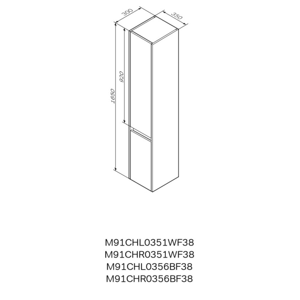 Пенал підвісний AM.PM Gem S 35 см правосторонній M91CHR0351WF38