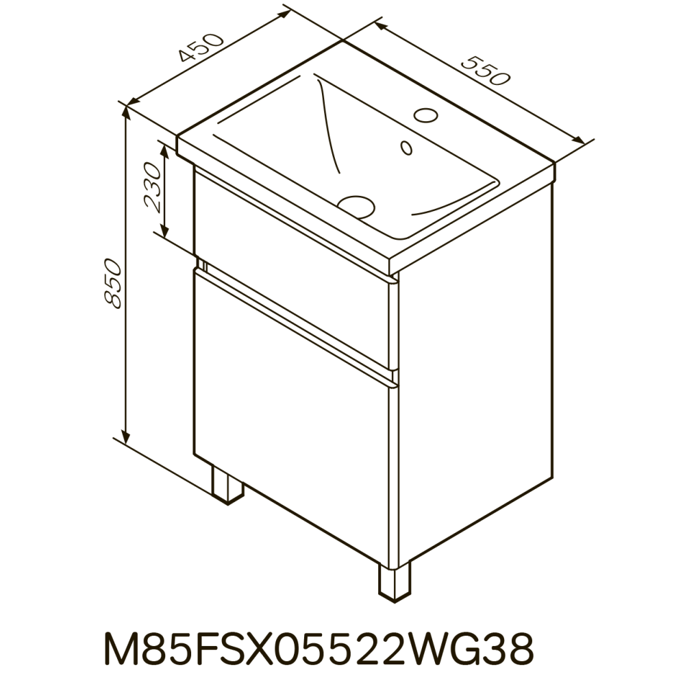 Тумба підлогова AM.PM X - Joy 55 см з умивальником M85-FSX0552-WC0552WG38
