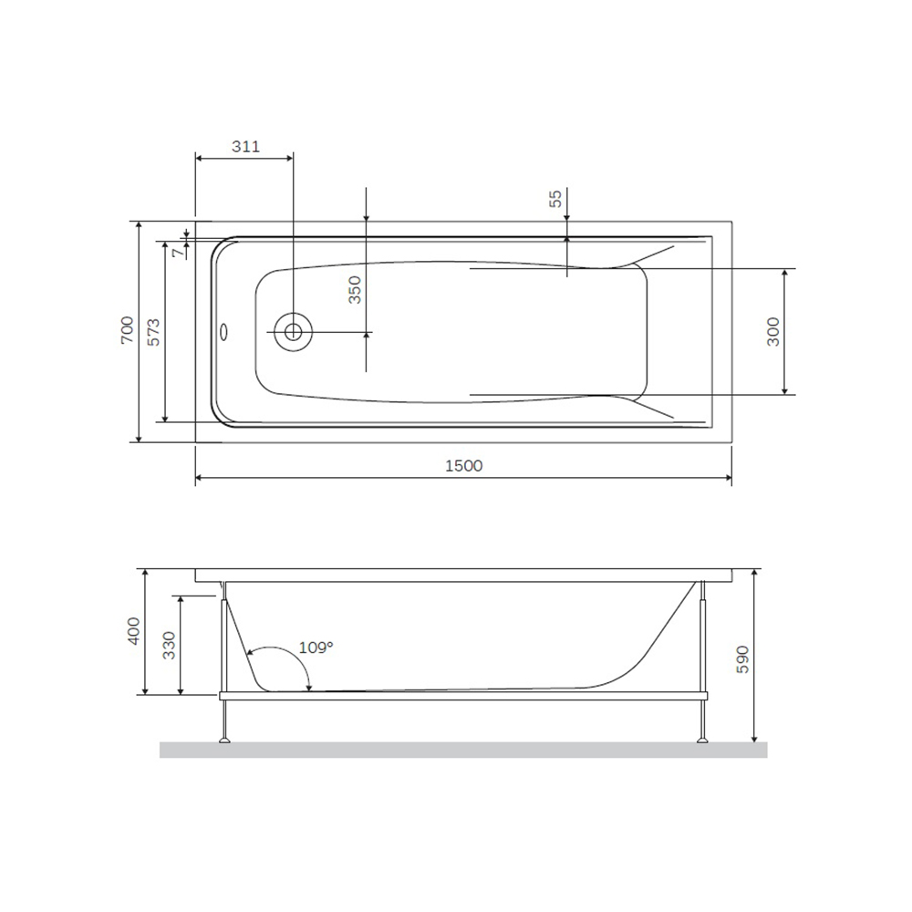 Ванна акрилова AM.PM Gem 150х70 (W90A-150-070W-A)