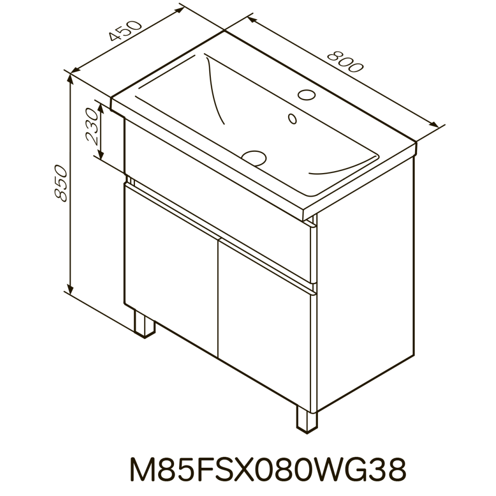 Тумба підлогова AM.PM X - Joy 80 см з умивальником M85-FSX8053-WC0803WG38