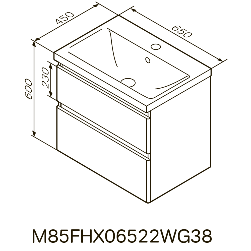 Тумба підвісна AM.PM X - Joy 65 см з умивальником M85-FHX0652-WC0652WG38