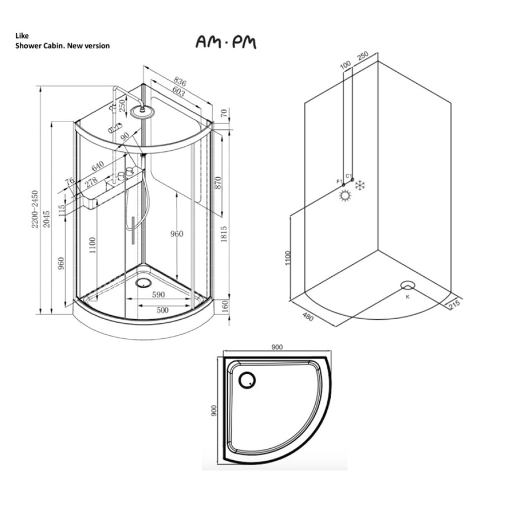 Душова кабіна AM.PM Joy Round W95G-301-090CM
