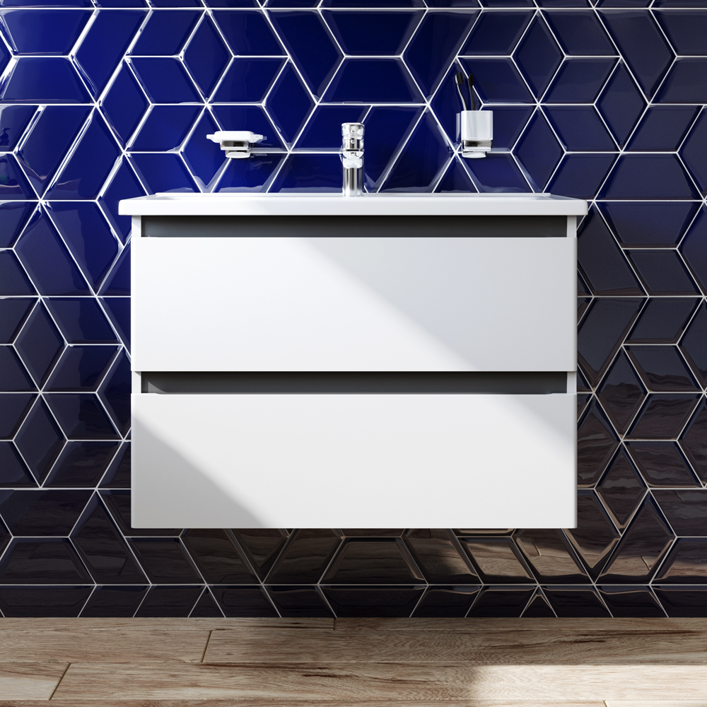 Тумба подвесная AM.PM X-Joy 80 см белый глянец с умывальником (M85-FHX0802-WC0802WG38)