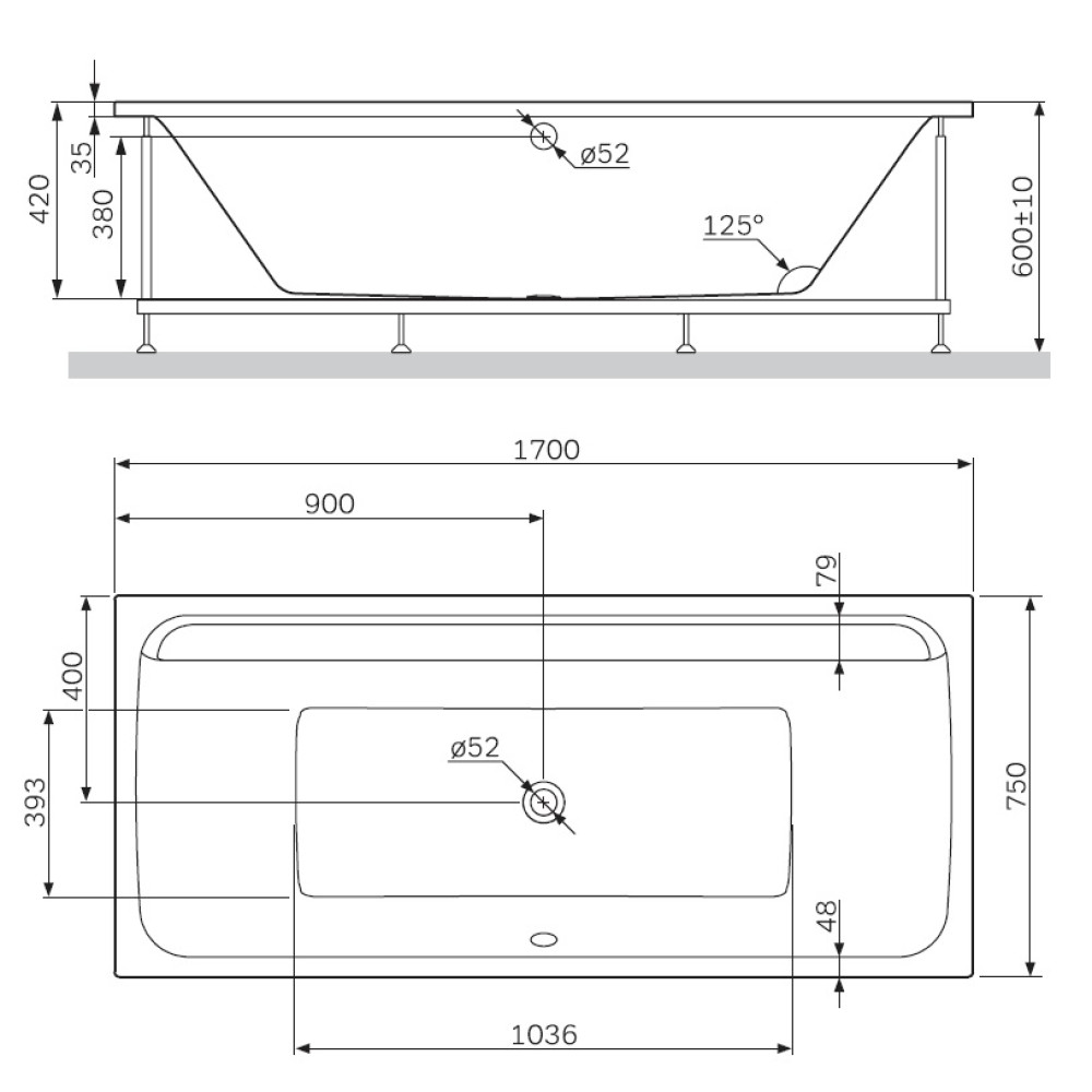 Ванна акрилова AM.PM Inspire 2.0 170х75 (W52A-170-075W-A)
