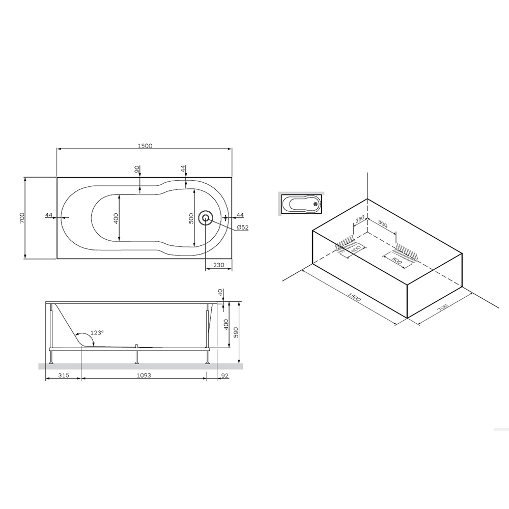 Ванна акрилова AM.PM X-JOY 150х70 (W88A-150-070W-A)
