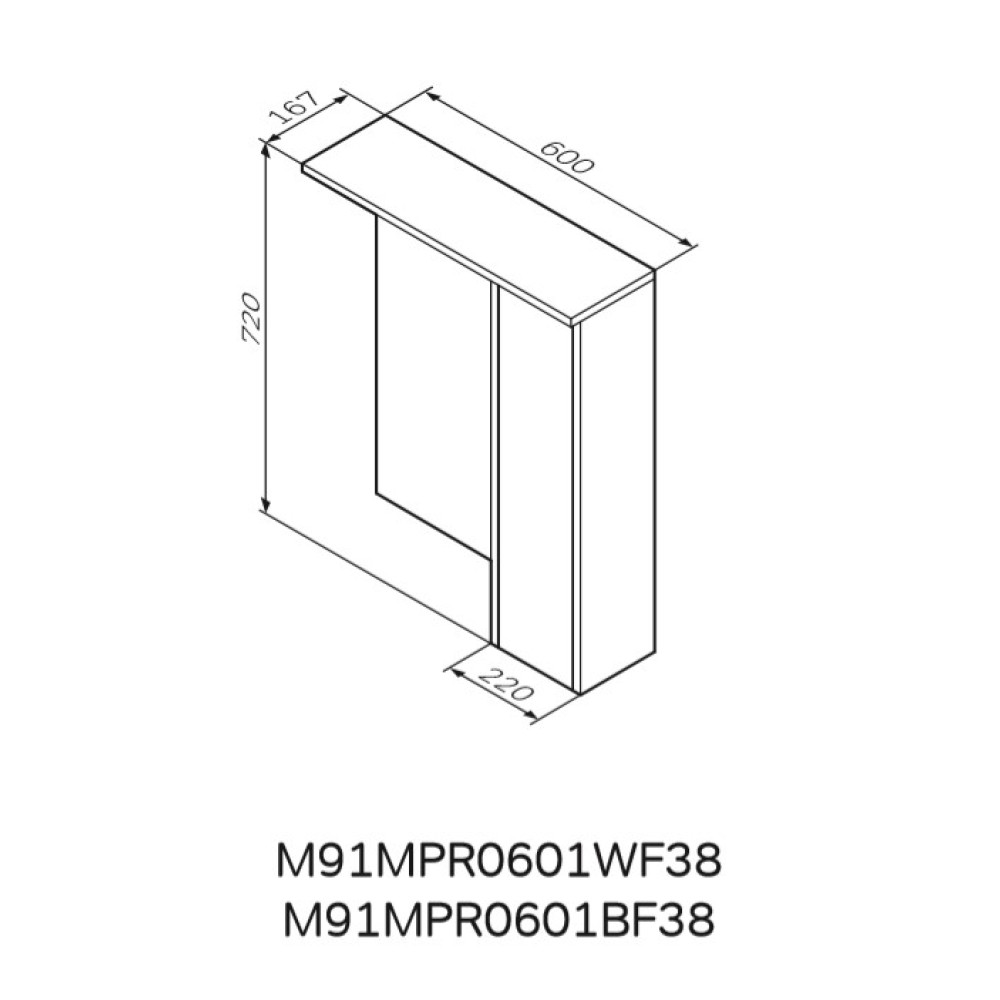 Дзеркало з шафою AM.PM Gem S 60 см M91MPR0601BF38