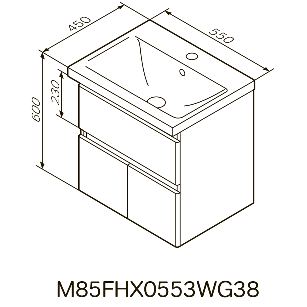 Тумба підвісна AM.PM X - Joy 55 см з умивальником M85-FHX0553-WC0553WG38