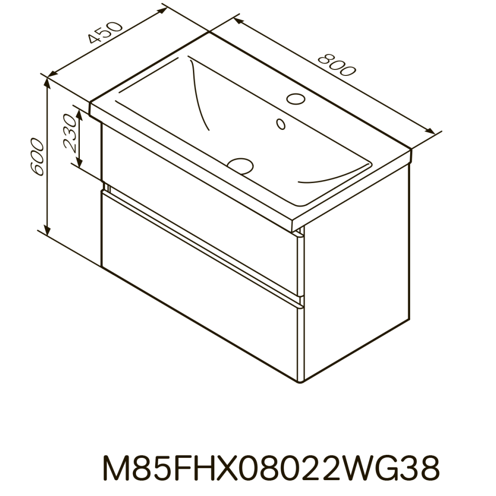 Тумба подвесная AM.PM X-Joy 80 см белый глянец с умывальником (M85-FHX0802-WC0802WG38)
