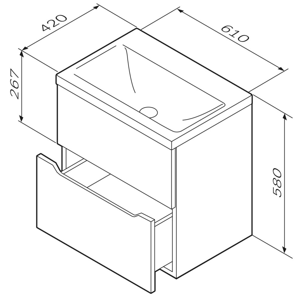 Тумба с раковиной AM.PM GEM S подвесная 60 см M91-FHX0602-WC0602WG38