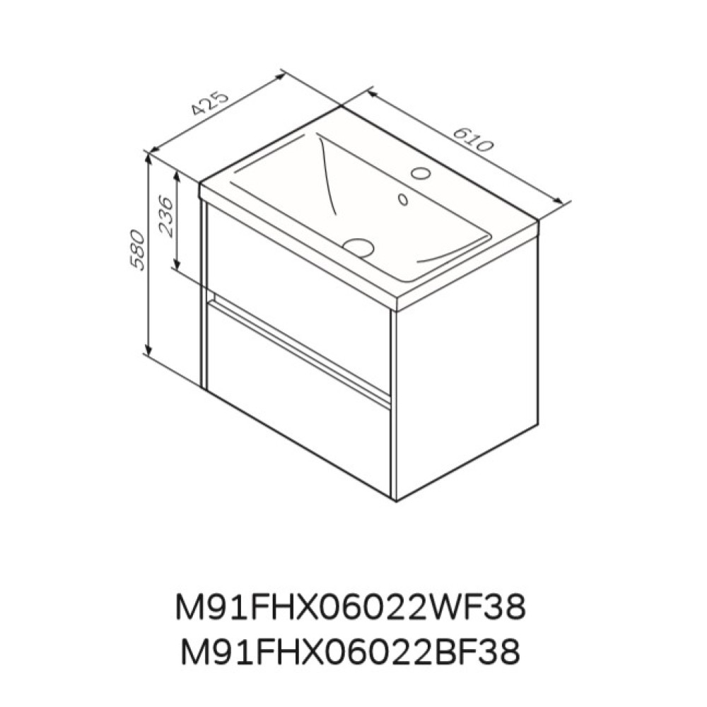 Тумба підвісна AM.PM GEM S 60 см з умивальником M91-FHX0602-WC0602WF38