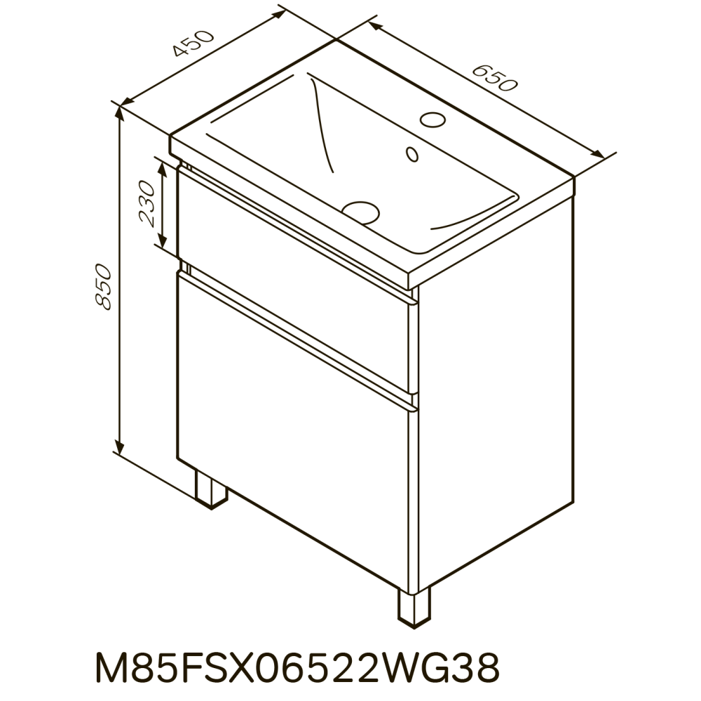 Тумба підлогова AM.PM X - Joy 65 см з умивальником (M85-FSX0652-WC0652WG38)