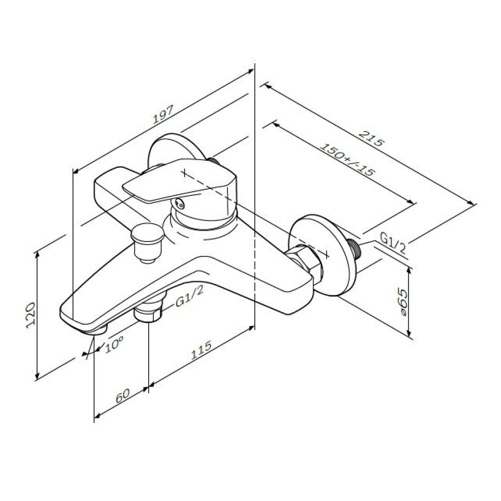 Смеситель для ванны и душа AM.PM Gem F9010000