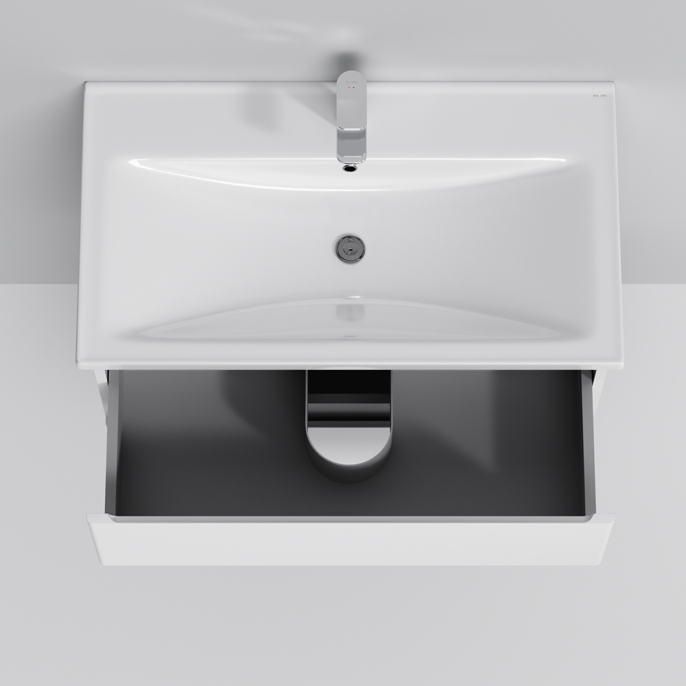 Тумба подвесная AM.PM X-Joy 80 см белый глянец с умывальником (M85-FHX0802-WC0802WG38)