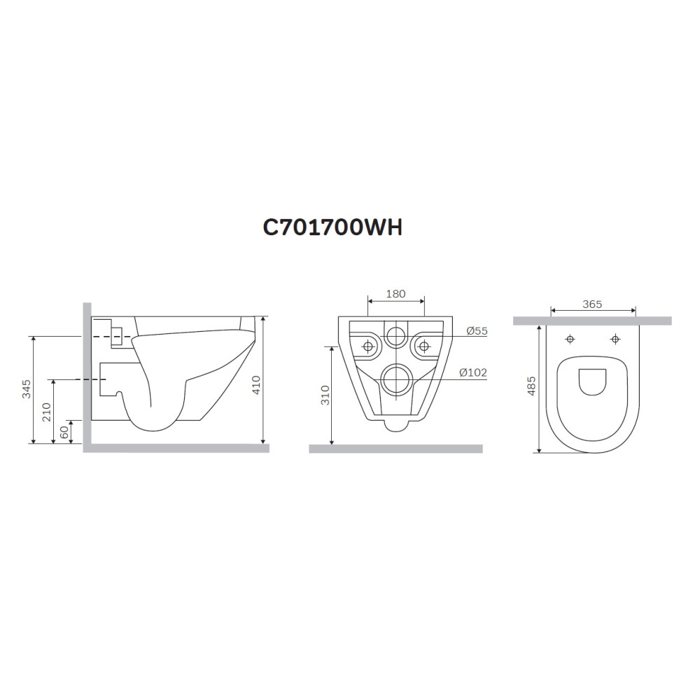 Унітаз підвісний AM.PM SPIRIT FlashClean без сидіння (C701700WH)