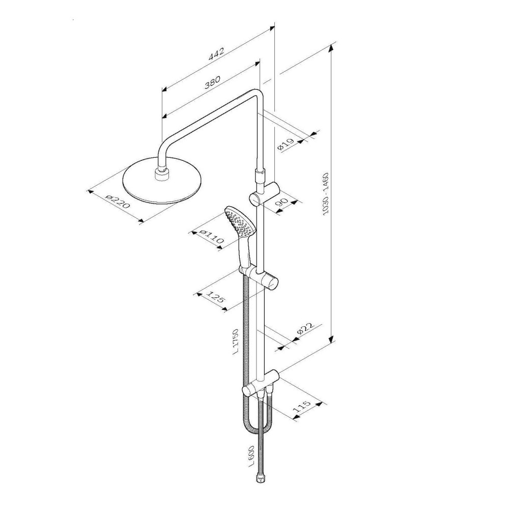Душевой гарнитур AM.PM ShowerSpot Gem без смесителя (F0790033)
