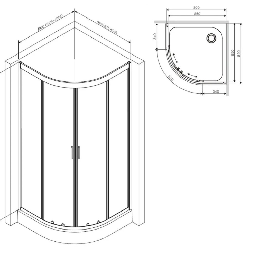 Душевая кабина AM.PM Gem 5-corner Pivot W90UG-401-9090-MT